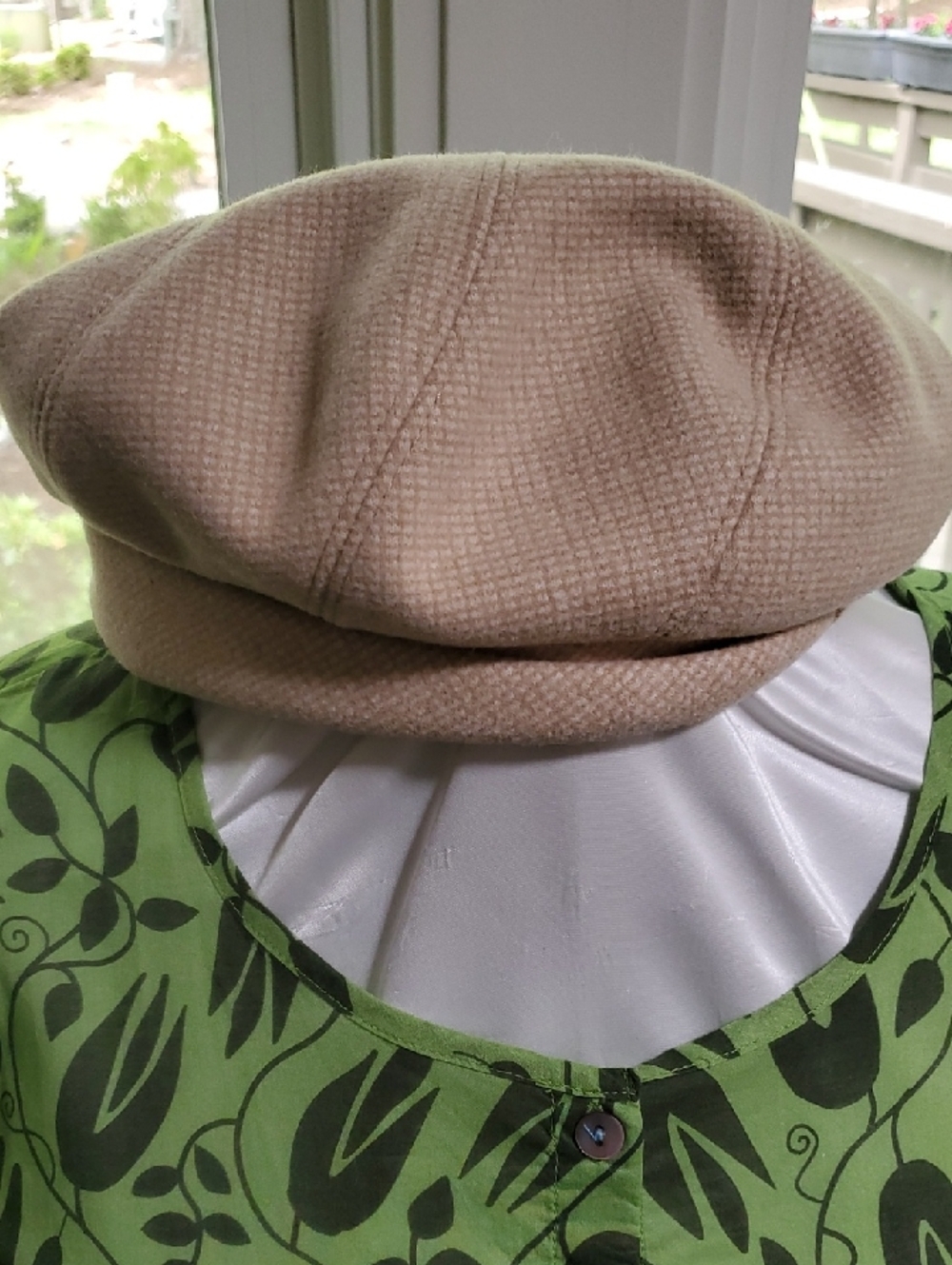 CURATED BY RUA'H KIBRIYA:  Subtly Checked Light Tan Cap/Beaniex